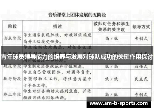 青年球员领导能力的培养与发展对球队成功的关键作用探讨